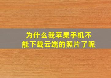 为什么我苹果手机不能下载云端的照片了呢