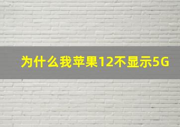 为什么我苹果12不显示5G