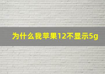 为什么我苹果12不显示5g