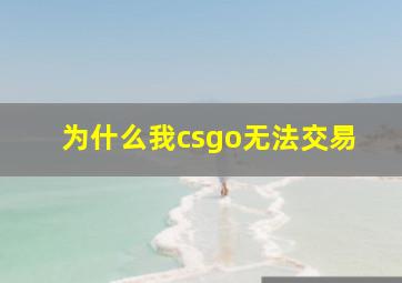 为什么我csgo无法交易