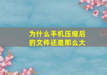 为什么手机压缩后的文件还是那么大