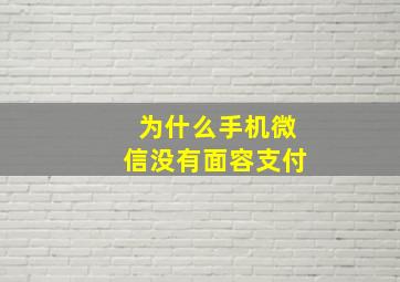 为什么手机微信没有面容支付