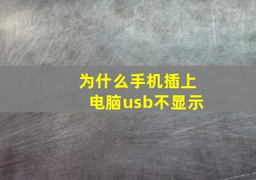 为什么手机插上电脑usb不显示