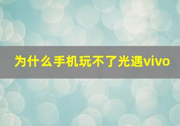 为什么手机玩不了光遇vivo