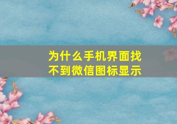 为什么手机界面找不到微信图标显示