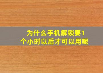 为什么手机解锁要1个小时以后才可以用呢