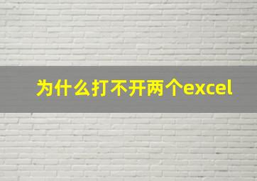 为什么打不开两个excel