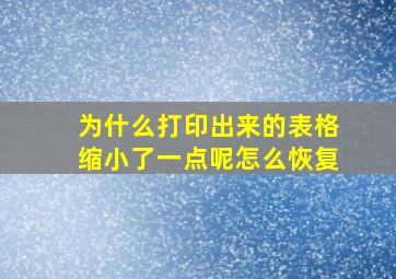 为什么打印出来的表格缩小了一点呢怎么恢复