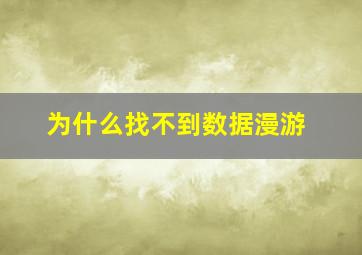 为什么找不到数据漫游