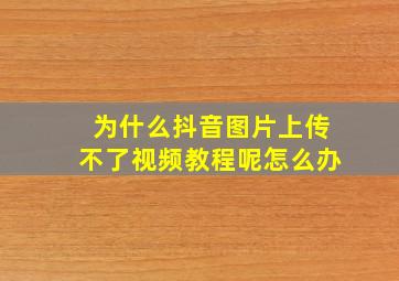 为什么抖音图片上传不了视频教程呢怎么办