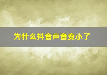 为什么抖音声音变小了