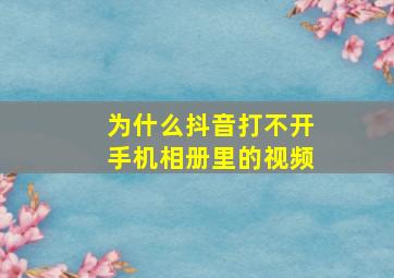 为什么抖音打不开手机相册里的视频