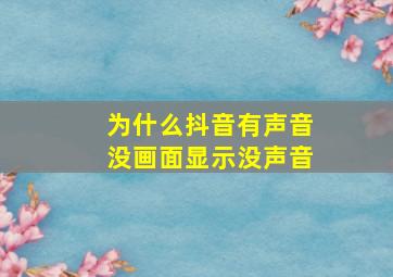 为什么抖音有声音没画面显示没声音