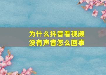 为什么抖音看视频没有声音怎么回事