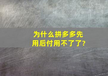 为什么拼多多先用后付用不了了?