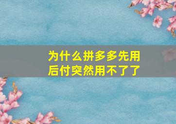 为什么拼多多先用后付突然用不了了