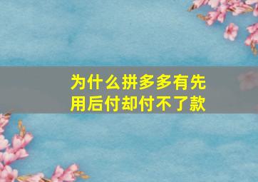 为什么拼多多有先用后付却付不了款