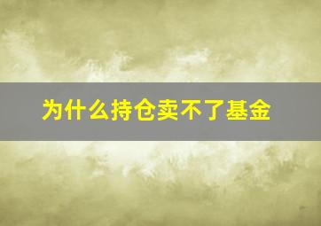 为什么持仓卖不了基金