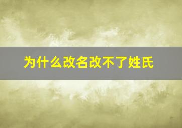 为什么改名改不了姓氏