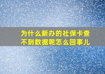 为什么新办的社保卡查不到数据呢怎么回事儿