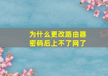 为什么更改路由器密码后上不了网了