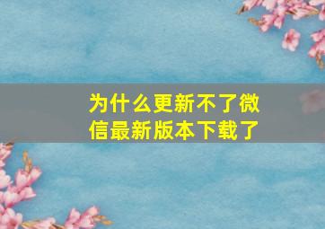 为什么更新不了微信最新版本下载了