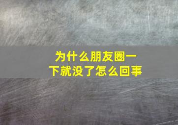 为什么朋友圈一下就没了怎么回事