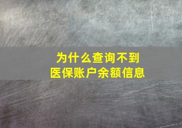 为什么查询不到医保账户余额信息