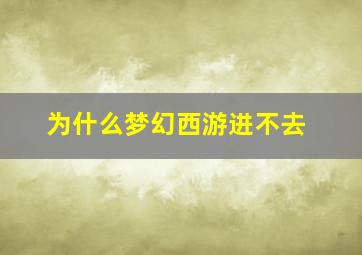 为什么梦幻西游进不去