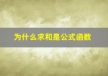 为什么求和是公式函数