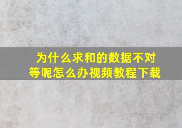 为什么求和的数据不对等呢怎么办视频教程下载