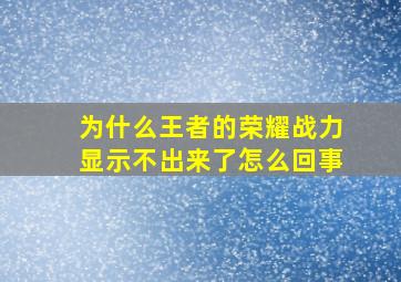 为什么王者的荣耀战力显示不出来了怎么回事