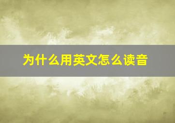 为什么用英文怎么读音