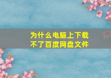 为什么电脑上下载不了百度网盘文件