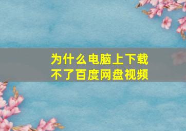 为什么电脑上下载不了百度网盘视频