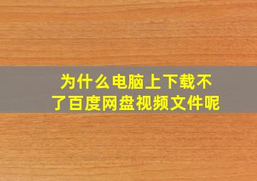 为什么电脑上下载不了百度网盘视频文件呢