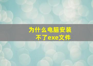 为什么电脑安装不了exe文件