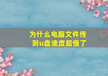 为什么电脑文件传到u盘速度超慢了