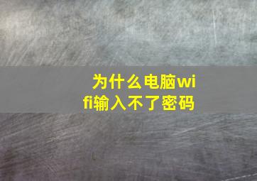 为什么电脑wifi输入不了密码