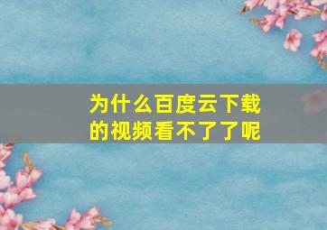 为什么百度云下载的视频看不了了呢