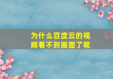 为什么百度云的视频看不到画面了呢