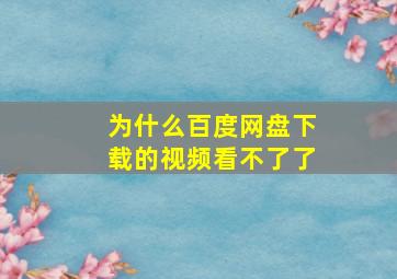 为什么百度网盘下载的视频看不了了