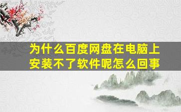 为什么百度网盘在电脑上安装不了软件呢怎么回事