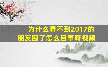 为什么看不到2017的朋友圈了怎么回事呀视频