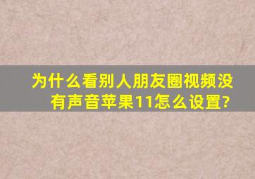 为什么看别人朋友圈视频没有声音苹果11怎么设置?