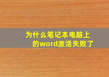 为什么笔记本电脑上的word激活失败了