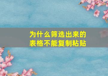 为什么筛选出来的表格不能复制粘贴