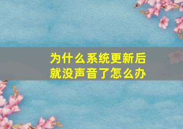 为什么系统更新后就没声音了怎么办