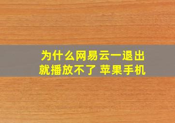 为什么网易云一退出就播放不了 苹果手机