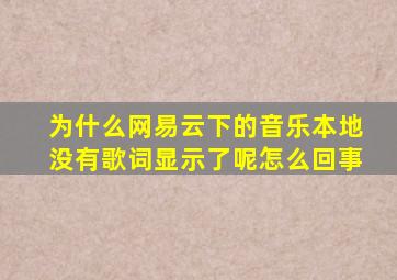 为什么网易云下的音乐本地没有歌词显示了呢怎么回事